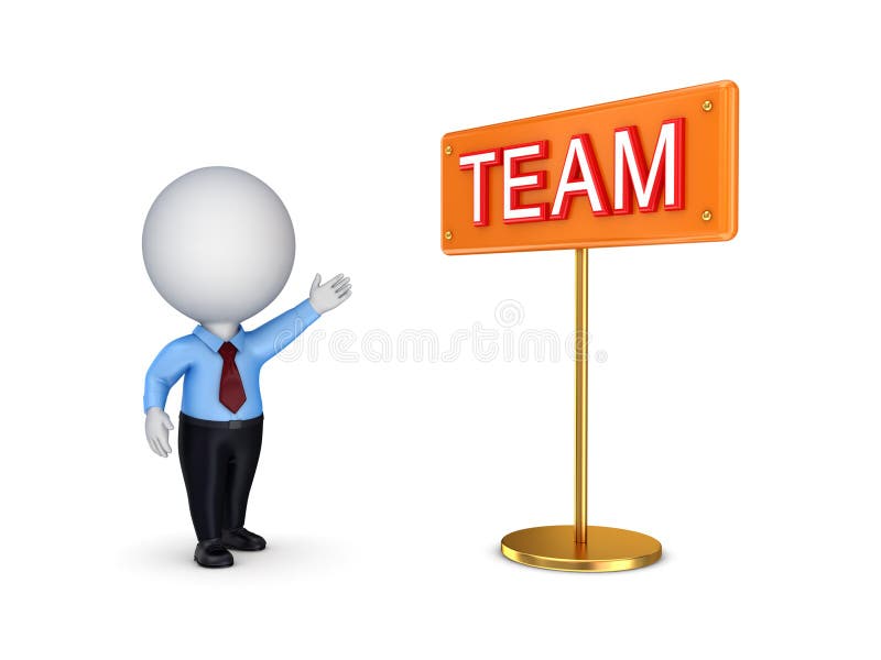 Pessoa pequena 3D a aparecer num banner TEAM ilustração do vetor