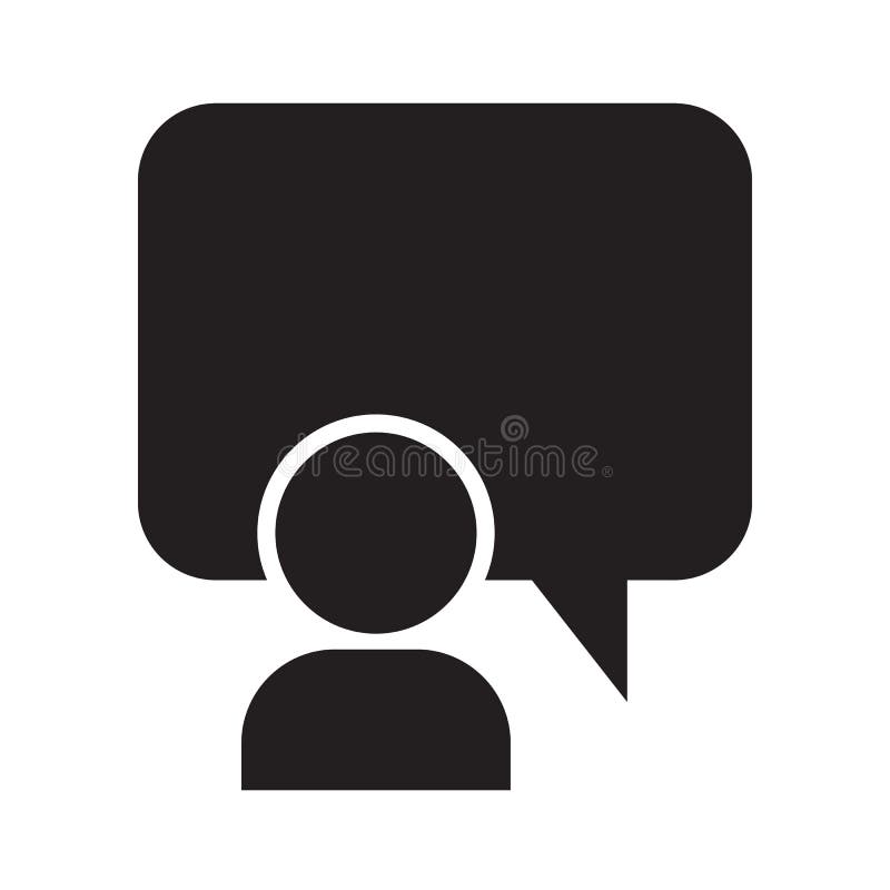 Pessoa e projeto de fala da ilustração do vetor do ícone do balão ilustração stock