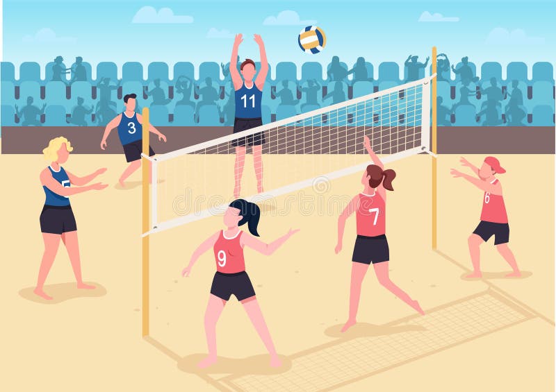 Pessoas Que Se Divertem Jogando Vôlei Na Ilustração Vetorial De Praia.  Esporte Ativo De Praia. Royalty Free SVG, Cliparts, Vetores, e Ilustrações  Stock. Image 84579091