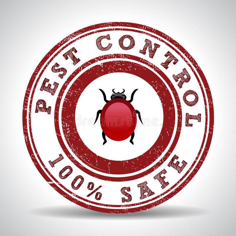 Pest control 100% safe grunge rubber stamp stock illustration