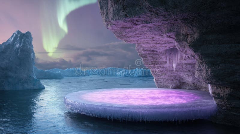 Pestera de gheata fascinanta cu aurora borealis royalty free illustration