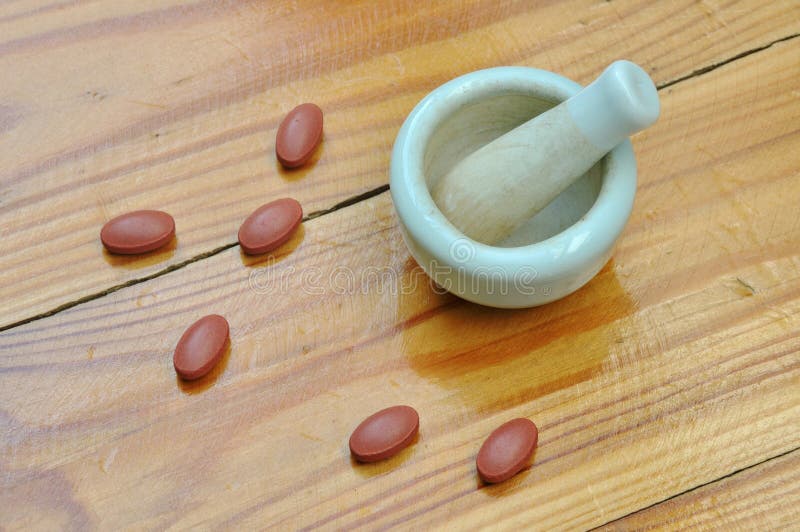A Pestle and Mortar with Big Drugs Around Stock Photo Image of medicine, pills 29030094
