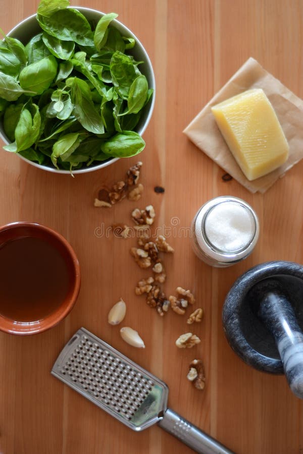 Pesto sauce ingredients stock image. Image of ingredients 57269079