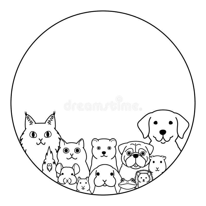 Pet Animals in Round Frame Design Stock Vector - Illustration of multiple,  frame: 177791541