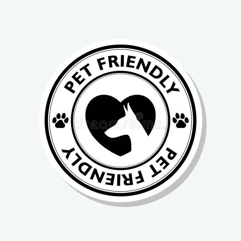 Pet Friendly Logo Icon For Pets Allowed Hotel Sign Sticker Isolated On