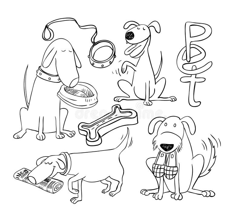 Pet Icons Doodle Set, Vector Illustration. Stock Vector - Illustration