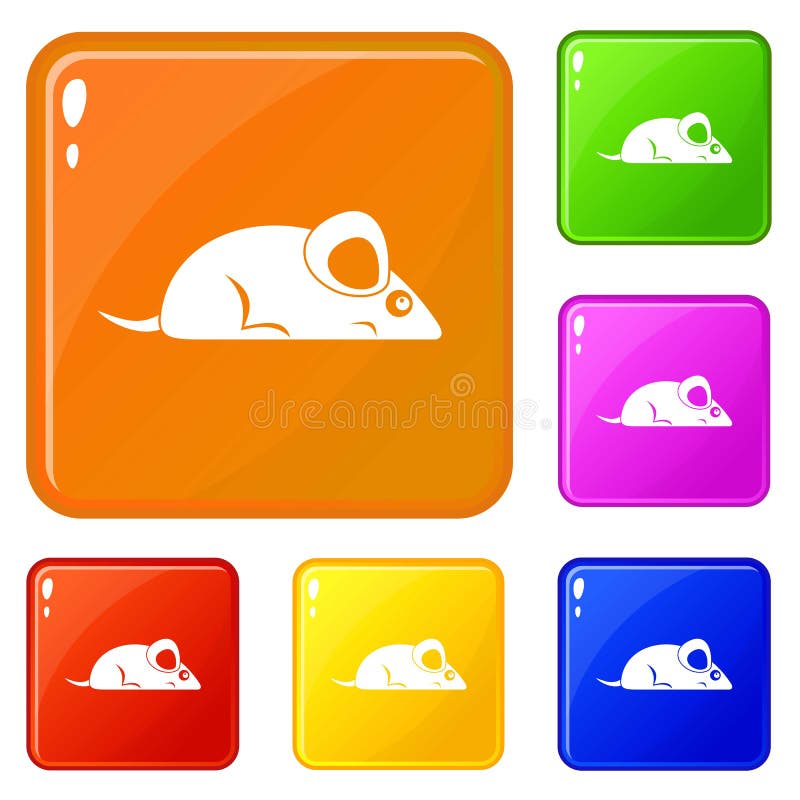 Pet Mouse Icons Set Vector Color Stock Vector - Illustration of sign