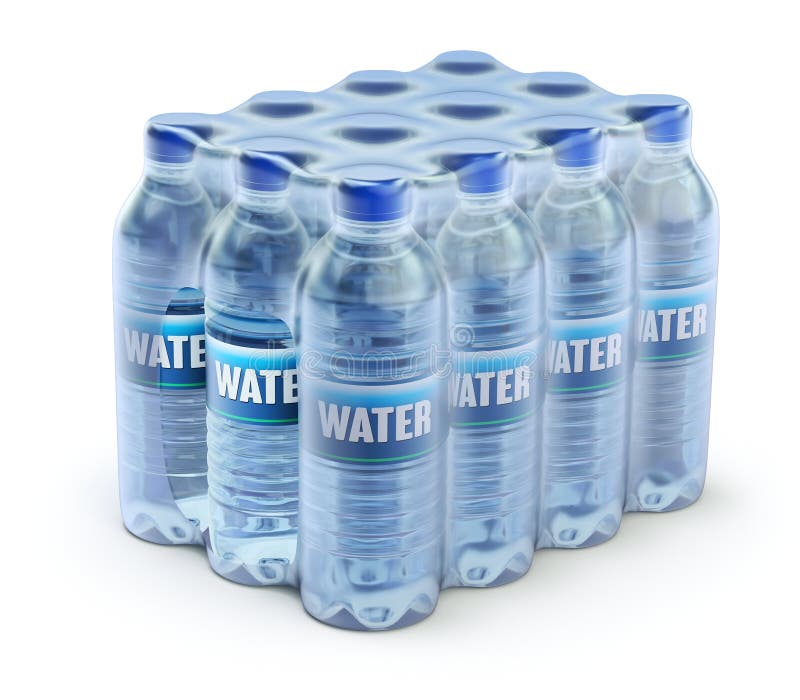 PET Packed Bottled Water 3D Illustration Stock Illustration
