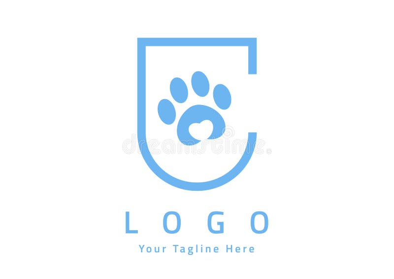 Pet paw love logo and icon design. stock illustration Pet paw love logo and icon design. stock illustration