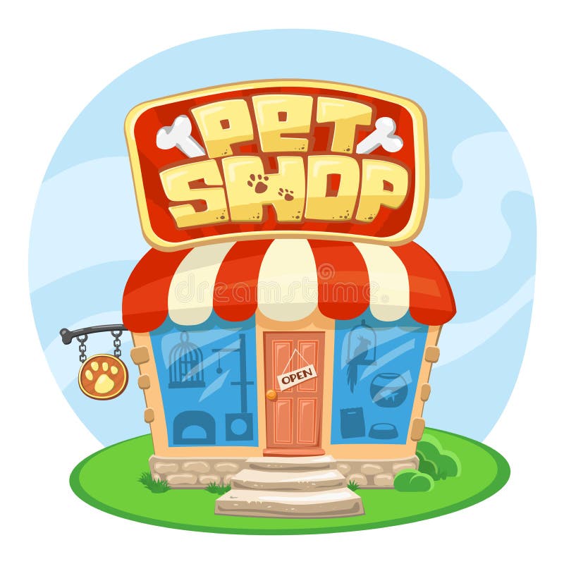 Pet shop building. Cartoon vector illustration. Concept of Street Signboard. royalty free illustration Pet shop building. Cartoon vector illustration. Concept of Street Signboard. royalty free illustration