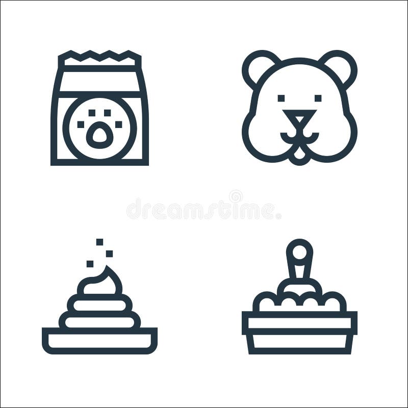 Pet shop line icons. linear set. quality vector line set such as cat box, poop, hamster vector illustration