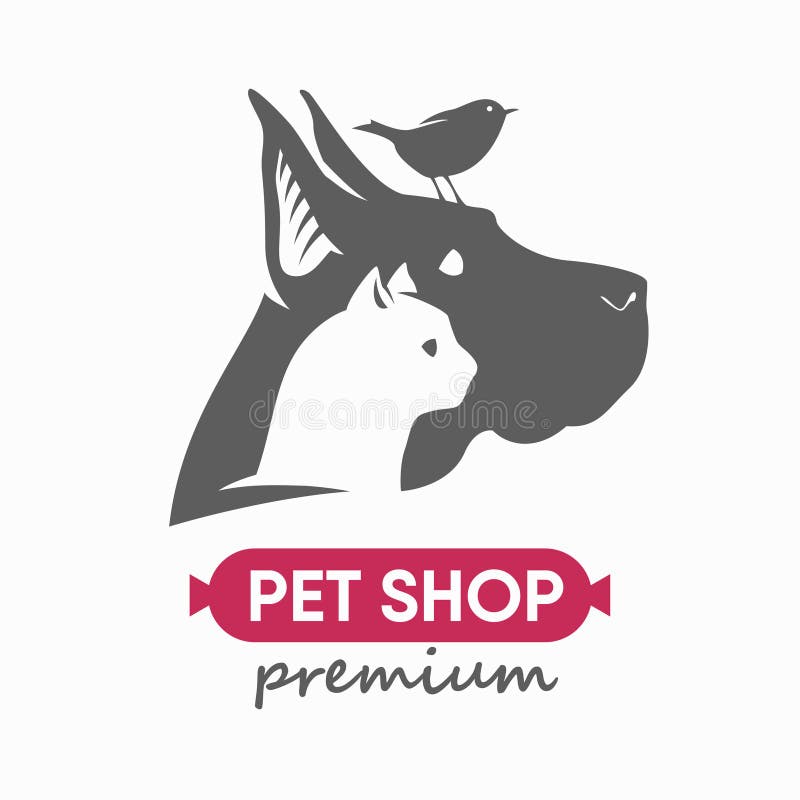 Pet shop logo collection flat texts dog cat design vectors stock