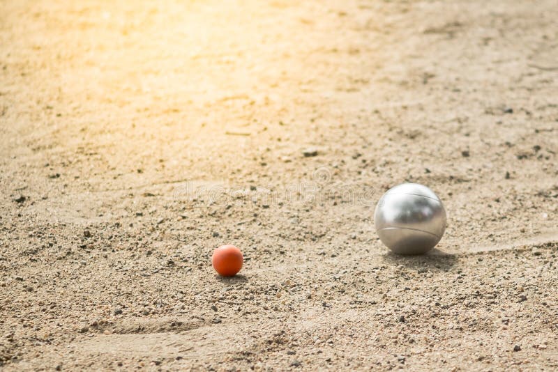 Petanqueballen in Petanque-speltoernooien stock afbeelding Petanqueballen in Petanque-speltoernooien stock afbeelding