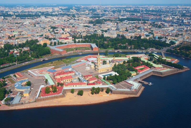 Birdseye view of Peter and Paul Fortress in Saint Petersburg, Russia. Birdseye view of Peter and Paul Fortress in Saint Petersburg, Russia