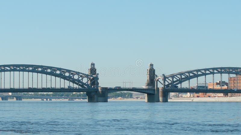 Peter the Great Bridge on the Neva river in the summer - St Petersburg, Russia