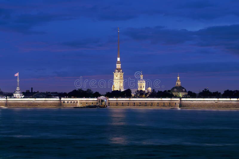 Peter and Paul Fortress at night.