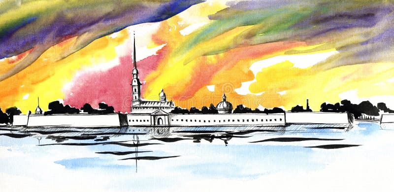 Петропавловская крепость в Санкт-Петербурге иллюстрации