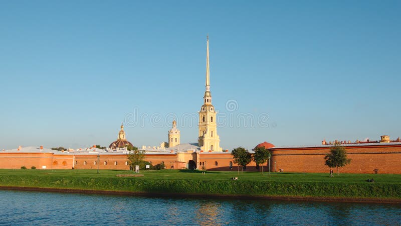 Peter and Paul Fortress in the sunset in the summer - St. Petersburg, Russia