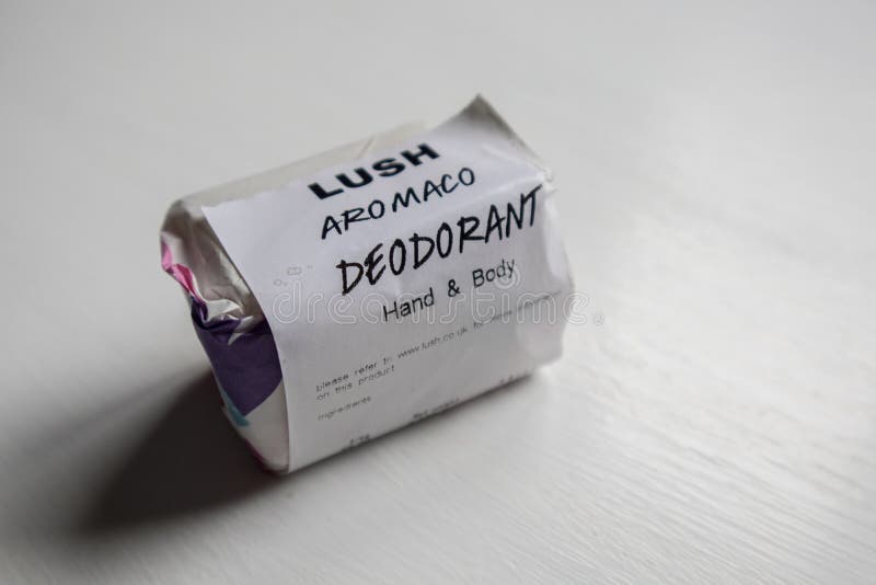 Lush Branded Aromaco Solid Deodorant in Packaging Editorial Photo
