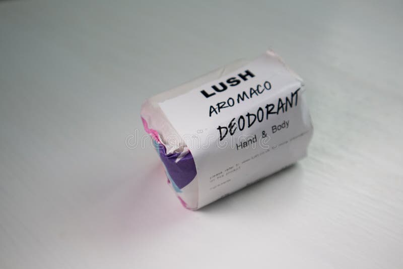 Lush Branded Aromaco Solid Deodorant in Packaging Editorial Stock Image