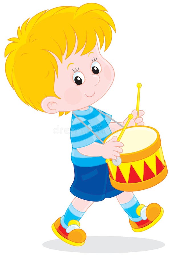 Little boy beats his toy colorful drum. Little boy beats his toy colorful drum