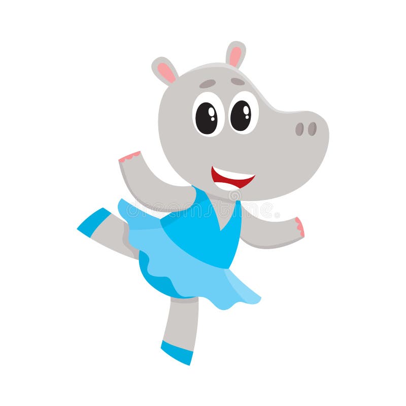 Petit caractère mignon heureux d'hippopotame, danseur classique dans la jupe de tutu illustration libre de droits Petit caractère mignon heureux d'hippopotame, danseur classique dans la jupe de tutu illustration libre de droits