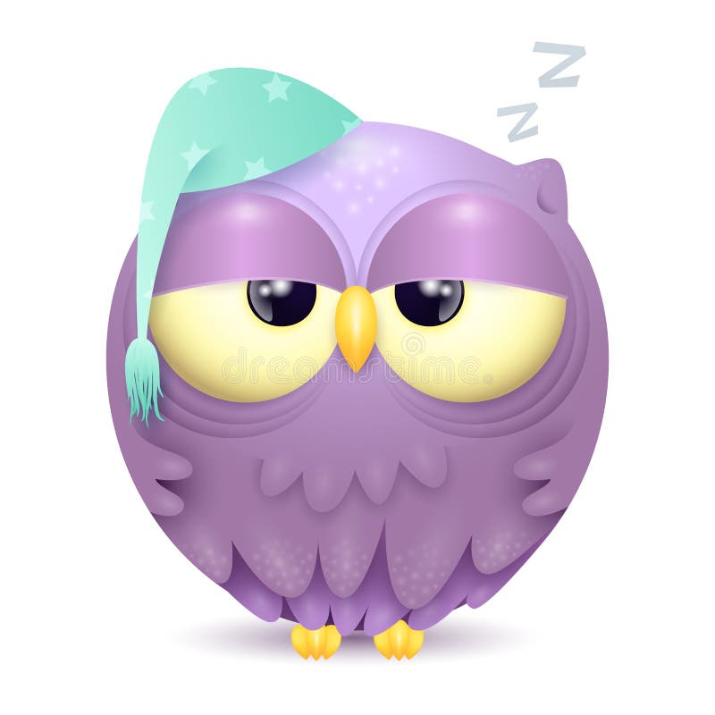 Petit caract?re somnolent mignon de hibou d'isolement sur le fond blanc illustration de vecteur Petit caract?re somnolent mignon de hibou d'isolement sur le fond blanc illustration de vecteur