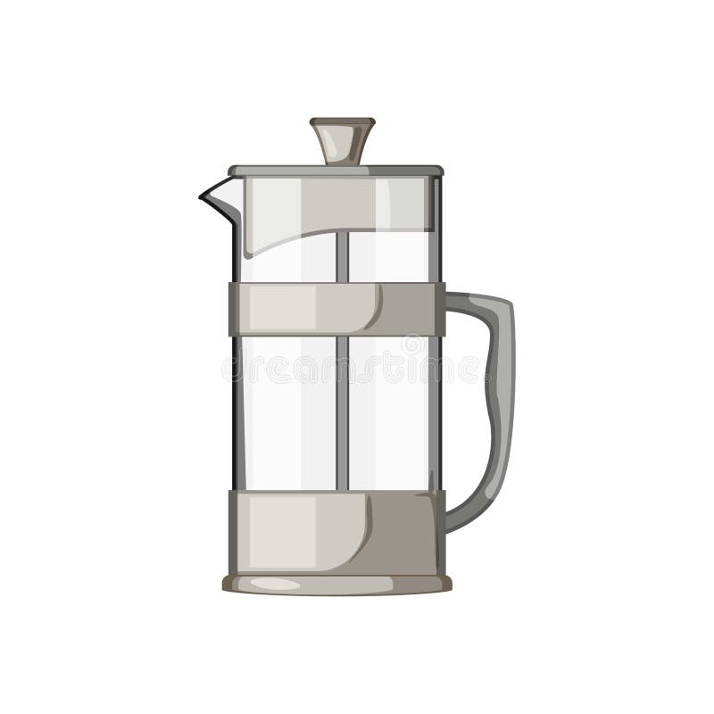 Verre De Modèle De Dessin Animé Français Pressez La Cafetière