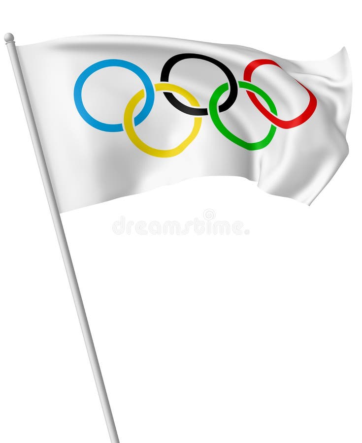 Grand Drapeau Olympique Isolé Photographie éditorial