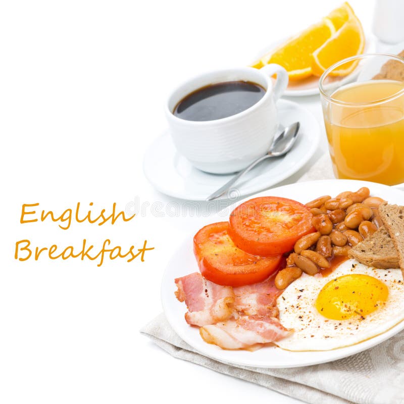 Petit déjeuner anglais traditionnel avec des oeufs au plat photo libre de droits Petit déjeuner anglais traditionnel avec des oeufs au plat photo libre de droits