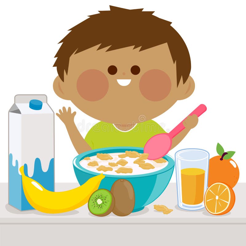 Petit garçon prenant le petit déjeuner illustration de vecteur Petit garçon prenant le petit déjeuner illustration de vecteur