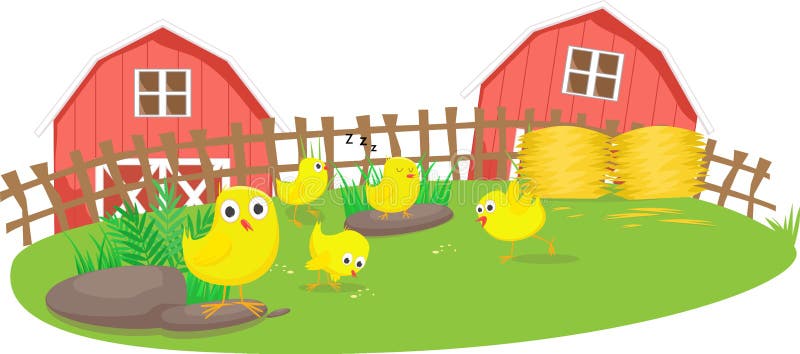 Petit jeu de poussins dans la ferme illustration de vecteur Petit jeu de poussins dans la ferme illustration de vecteur
