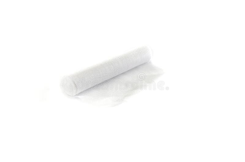 Petit pain blanc de bandage d'isolement sur le fond blanc photo stock Petit pain blanc de bandage d'isolement sur le fond blanc photo stock