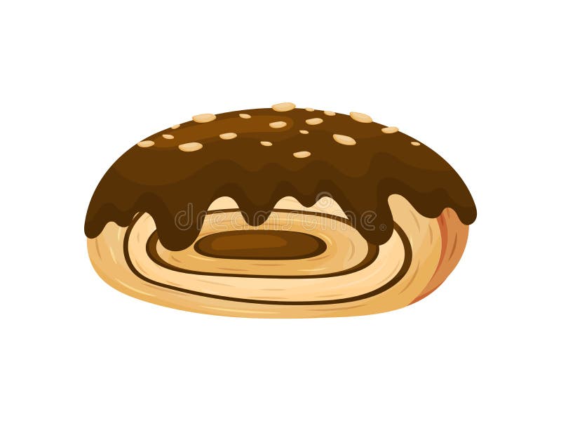 Petit pain sous forme de petit pain avec le remplissage de chocolat Illustration de vecteur sur le fond blanc illustration libre de droits Petit pain sous forme de petit pain avec le remplissage de chocolat Illustration de vecteur sur le fond blanc illustration libre de droits