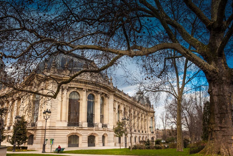 Petit Palais dans un jour d'hiver nuageux juste avant le ressort images stock Petit Palais dans un jour d'hiver nuageux juste avant le ressort images stock