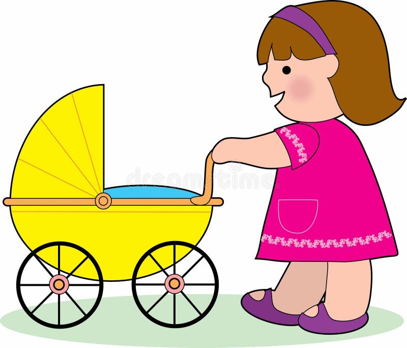 Petite fille avec une voiture d'enfant illustration de vecteur Petite fille avec une voiture d'enfant illustration de vecteur
