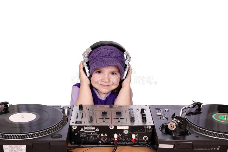 Petite fille DJ photos stock Petite fille DJ photos stock