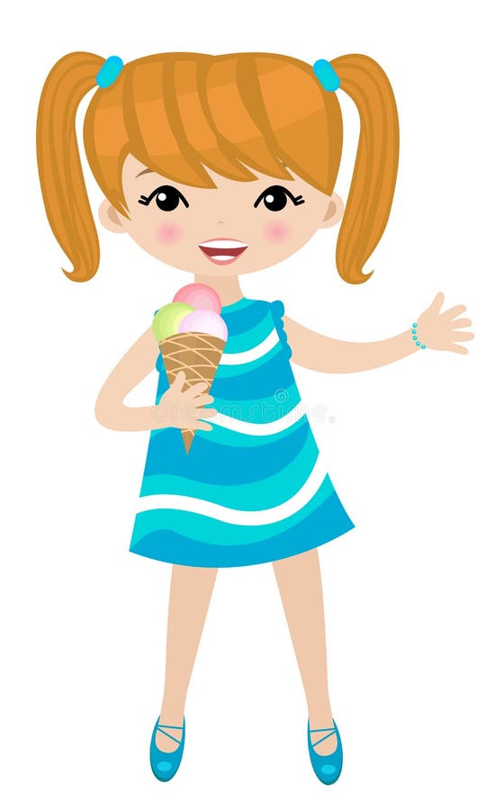 Petite fille mangeant la crême glacée illustration libre de droits Petite fille mangeant la crême glacée illustration libre de droits