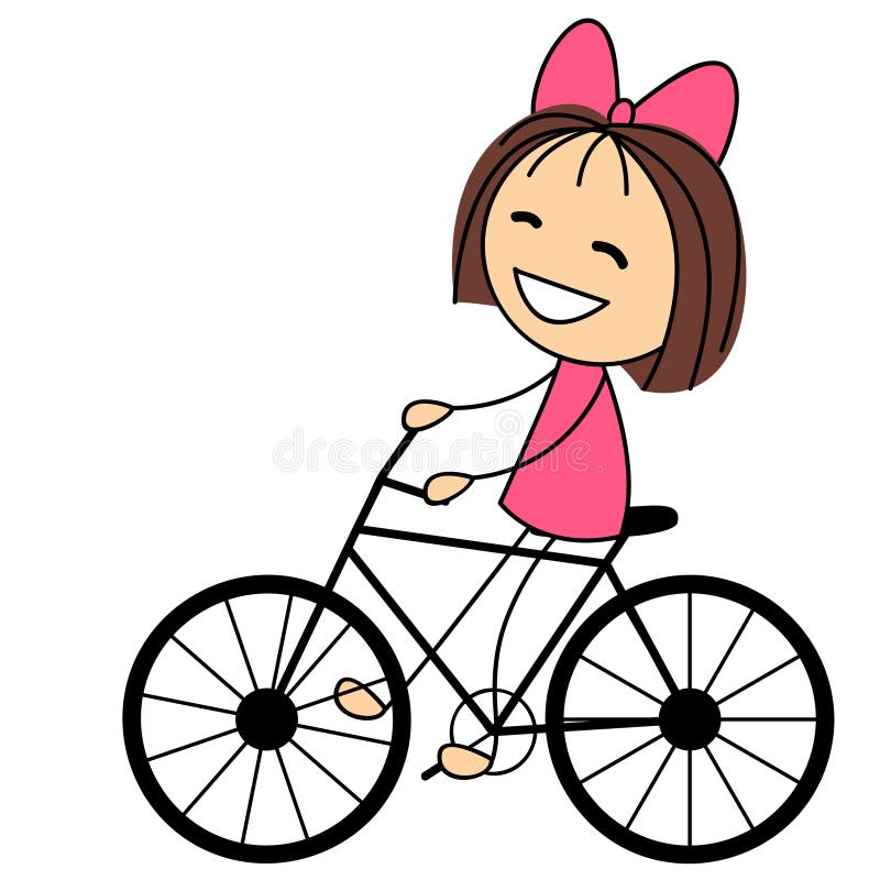 clipart fille à bicyclette
