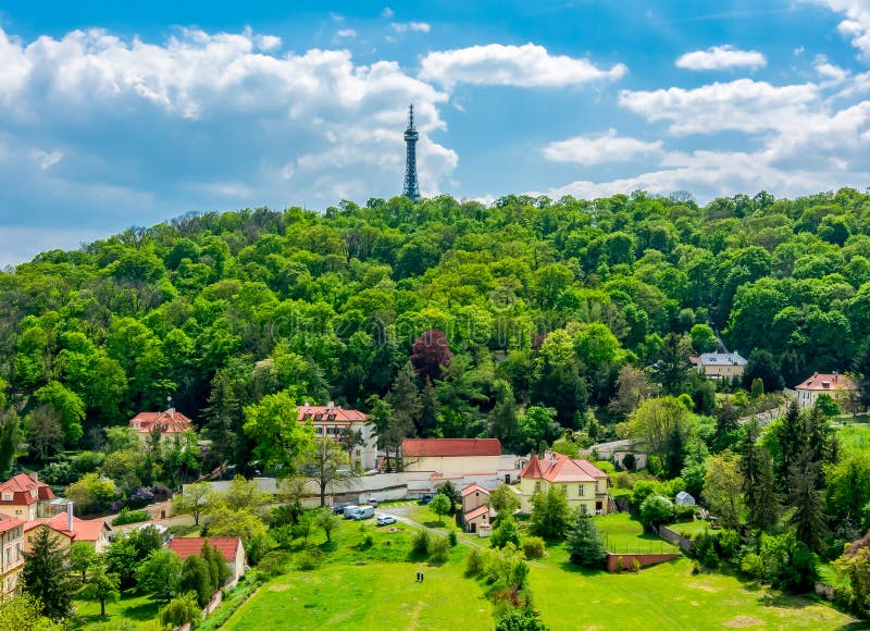 Petrin hill with lookout tower in Prague, Czech Republic