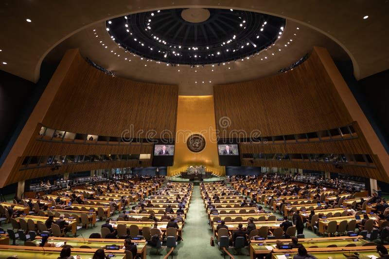NEW YORK, USA - Feb 20, 2019: President of Ukraine Petro Poroshenko speaks at the UN General Assembly in New York. NEW YORK, USA - Feb 20, 2019: President of Ukraine Petro Poroshenko speaks at the UN General Assembly in New York