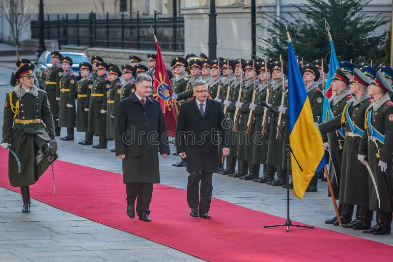 Petro Poroszenko i Bronisław Komorowski obraz royalty free