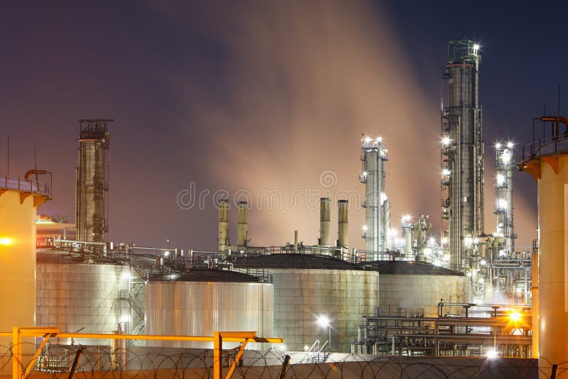 Petrochemical plant at a night. Petrochemical plant at a night