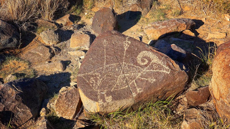Petroglif przy Trzy rzek petroglifu miejscem w Nowym - Mexico, usa