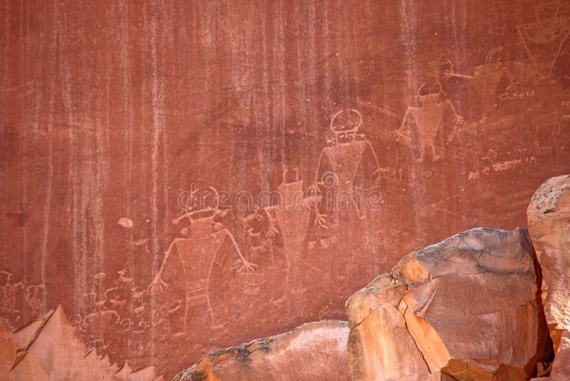 Petroglyphen in Capitol Reef National Park, Utah stockfotografie