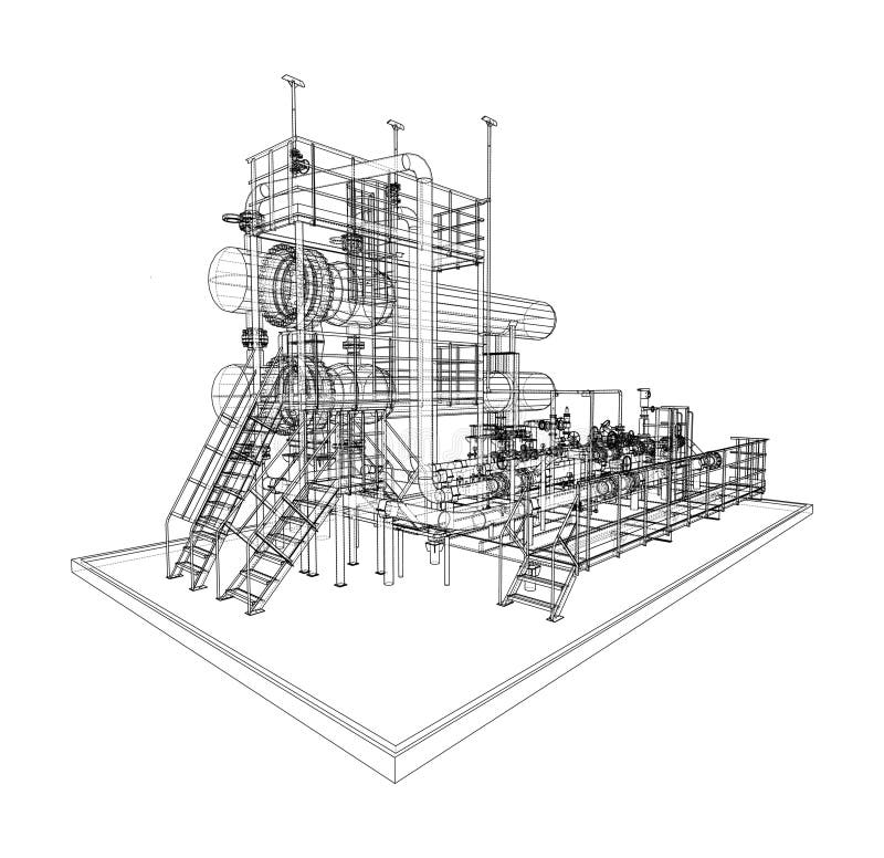 Petroleum heater exchanger. Vector rendering of 3d vector illustration