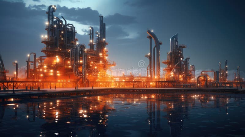 The petroleum industry of the future stock illustration