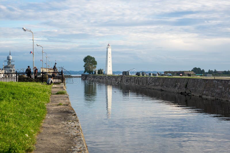 Petrovsky channel and lighthouse stock photography Petrovsky channel and lighthouse stock photography