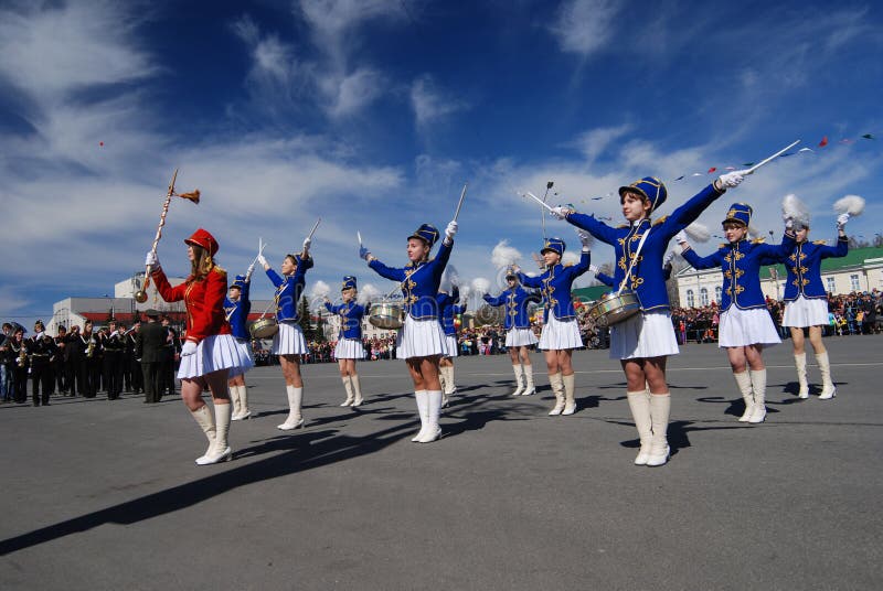 PETROZAVODSK, RUSSIA ï¿½ MAY 9: drummer girls at the parade celebrating the Victory Day on May 9, 2011 in Petrozavodsk, Russia. PETROZAVODSK, RUSSIA ï¿½ MAY 9: drummer girls at the parade celebrating the Victory Day on May 9, 2011 in Petrozavodsk, Russia