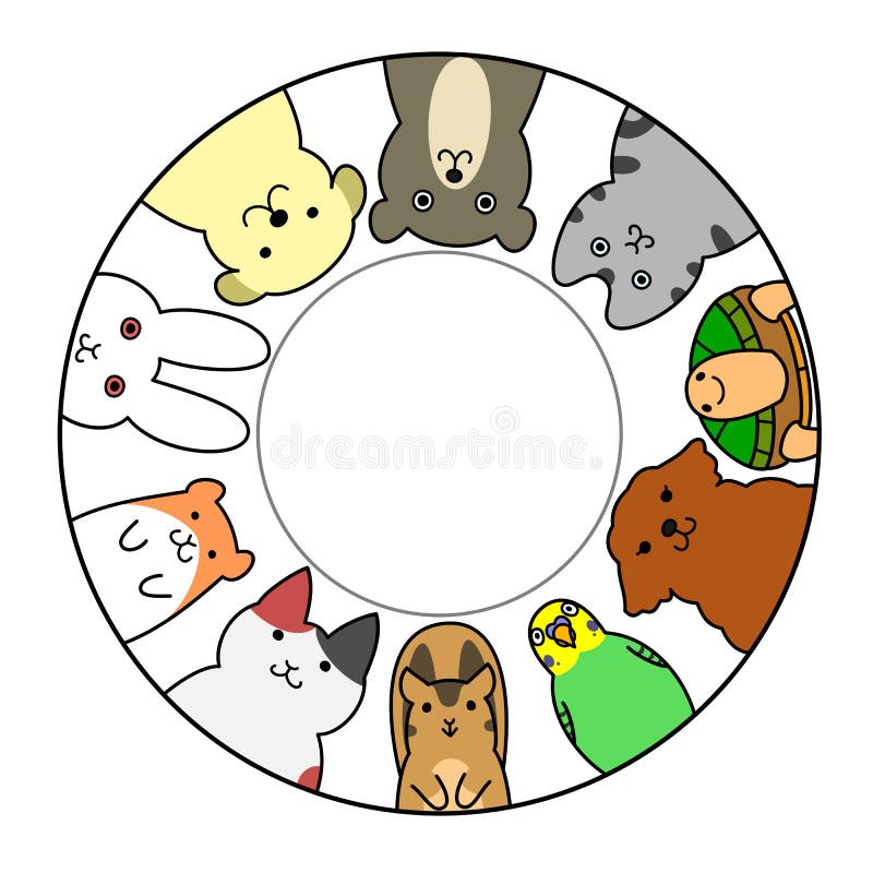 Pets in circle with copy space